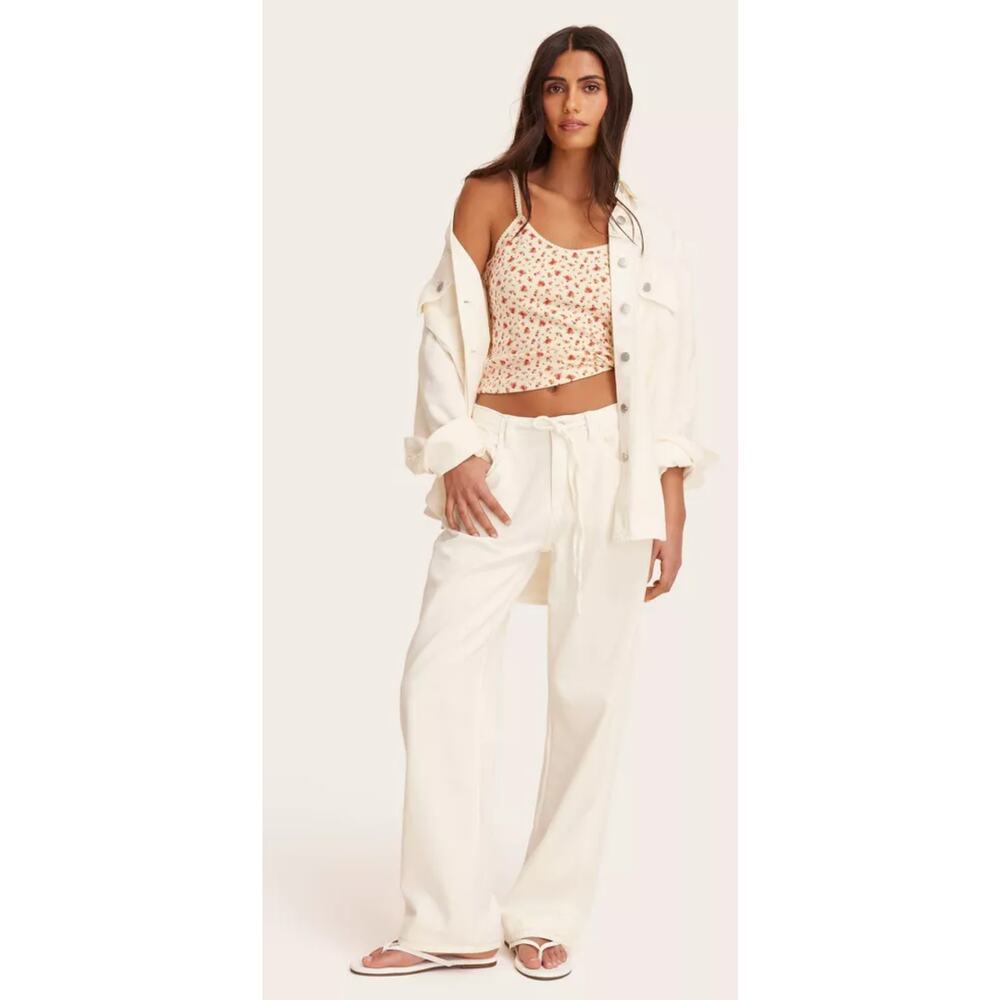 Parke x Target Women's White Cream  Mid-Rise Drawstring Baggy Jeans Size 12 NWT